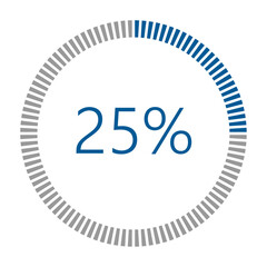 1-100 Percentage Meter for Report Progress, Icon loader Blue Loader Indicator.