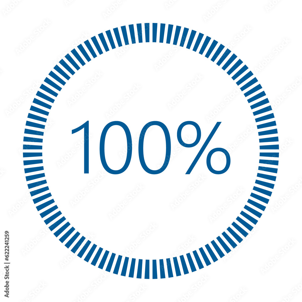 Poster 1-100 percentage meter for report progress, icon loader blue loader indicator.