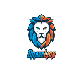 Brave Lion Mascot icon design logo illustration