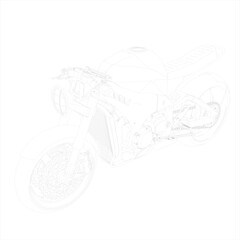 Retro Cafe racer classic motorcycle wire frame blueprint vector illustration 
