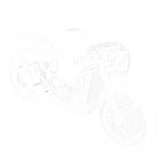 Retro Cafe racer classic motorcycle wire frame blueprint vector illustration  - obrazy, fototapety, plakaty