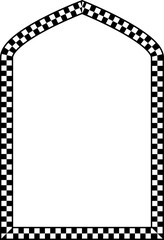 Tudor Arch rectangular frame Check pattern checkered silhouette black window door ornate flower frame floral leaf borders natural blossom decoration wedding card anniversary celebration beautiful 