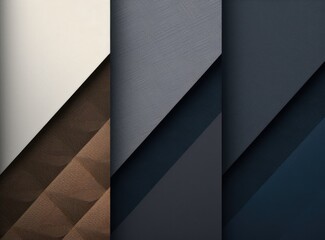 From above layout of colorful cardboard sheets in brown and grey shades. Created with Generative AI technology.