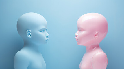 Generative ai of pink girl and blue boy mannequins