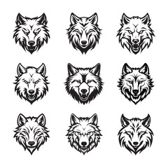 Fototapeta na wymiar Wolf logo set - Premium design collection - Vector Illustration