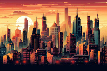 fantasy city skyline, Generative AI