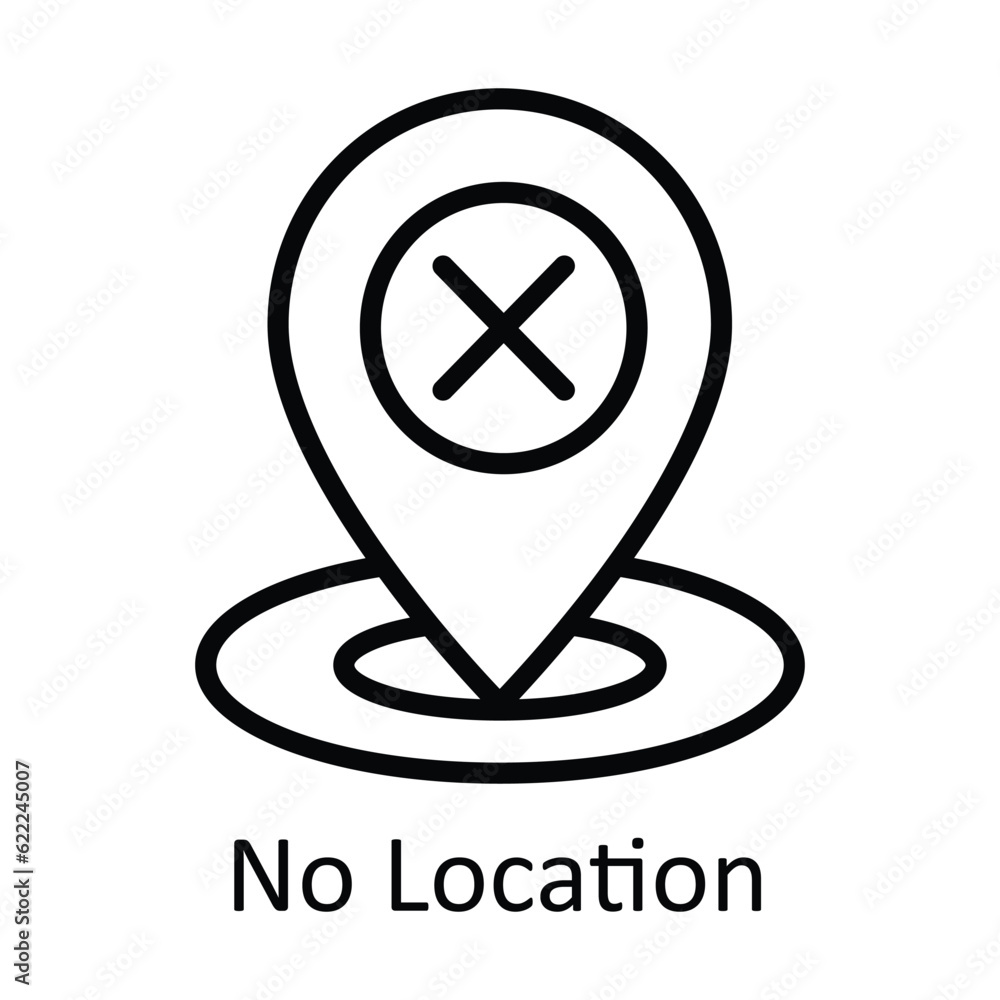 Poster no location vector outline icon design illustration. user interface symbol on white background eps 1