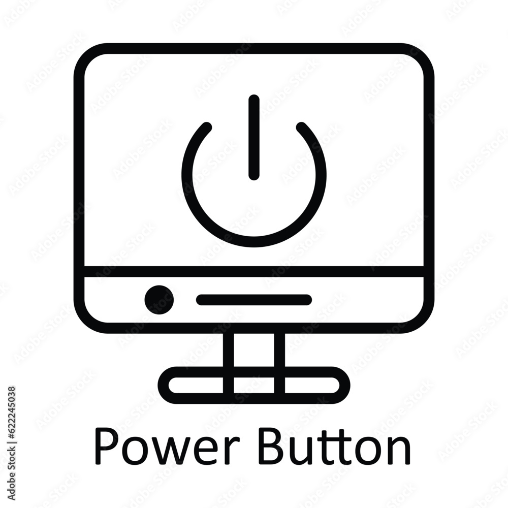 Poster power button vector outline icon design illustration. user interface symbol on white background eps 