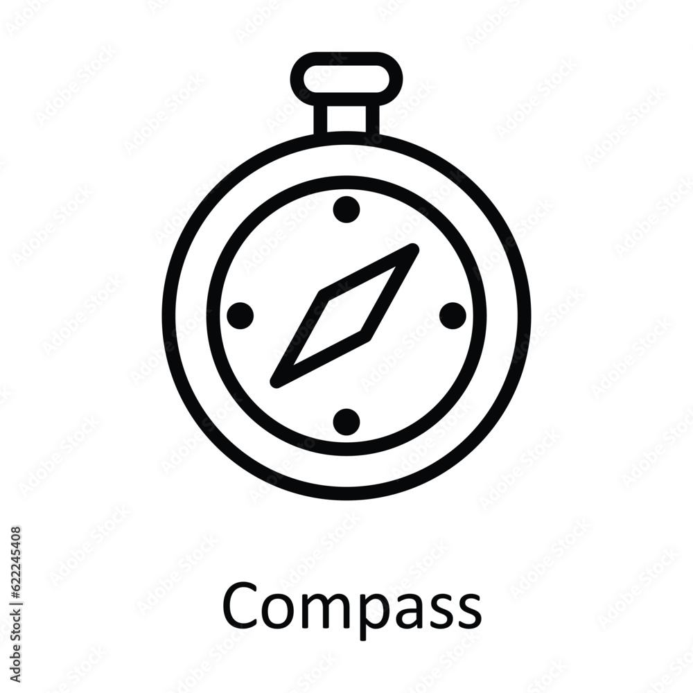 Poster compass vector outline icon design illustration. user interface symbol on white background eps 10 fi