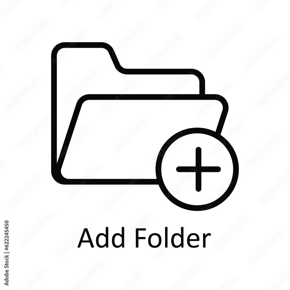 Poster add folder vector outline icon design illustration. user interface symbol on white background eps 10