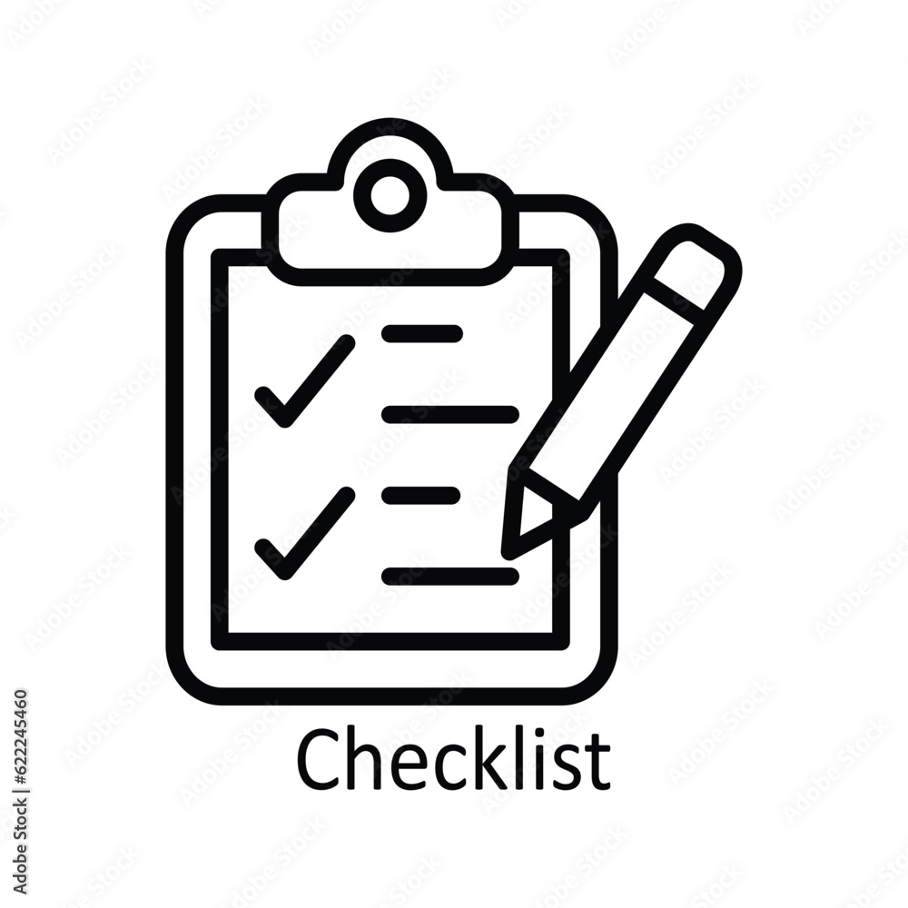 Poster checklist vector outline icon design illustration. user interface symbol on white background eps 10 