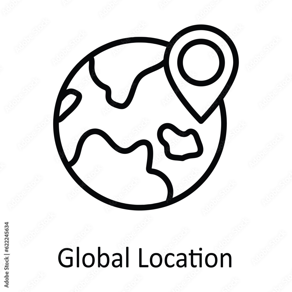 Poster global location vector outline icon design illustration. user interface symbol on white background e