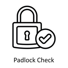 Padlock Check Vector  outline Icon Design illustration. User interface Symbol on White background EPS 10 File