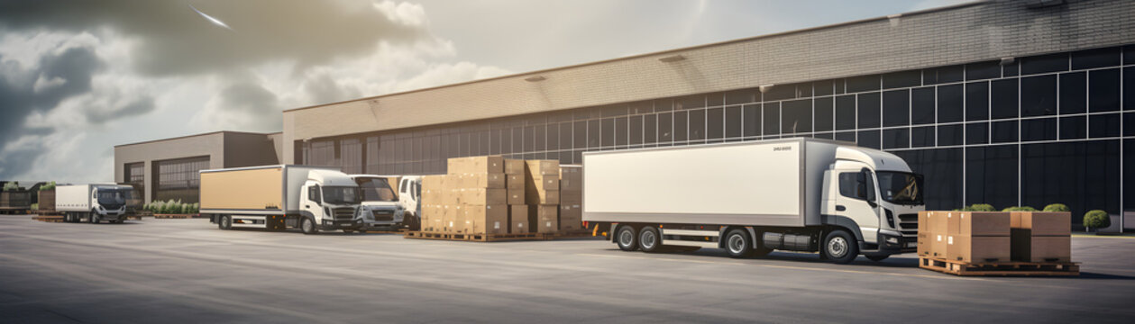 photo Outside of Logistics Retailer Warehouse, Worker Loading Delivery Truck with Cardboard Boxes p14