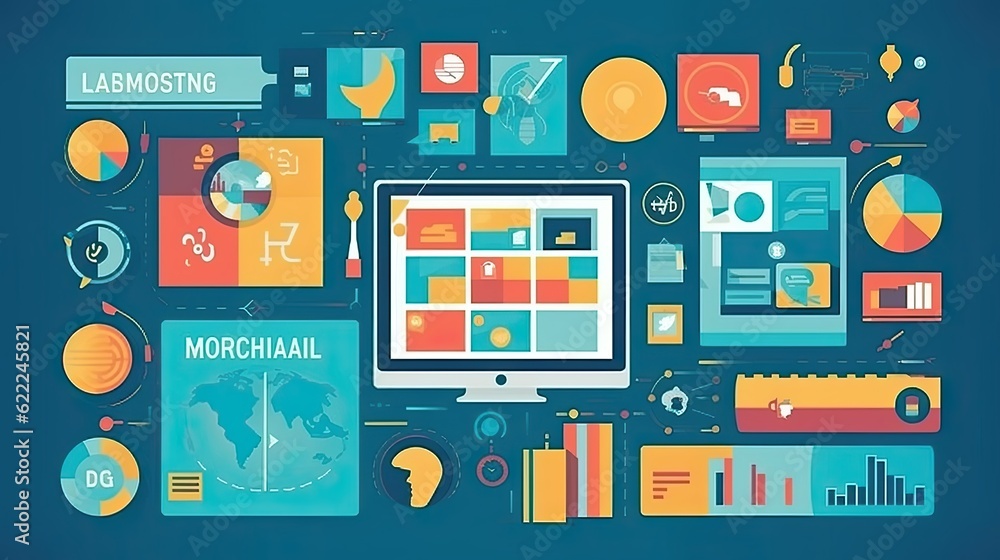 Poster online learning management system interface flat illustration - generative ai.