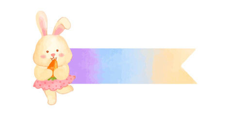 Watercolor cute pattern ribbon label element