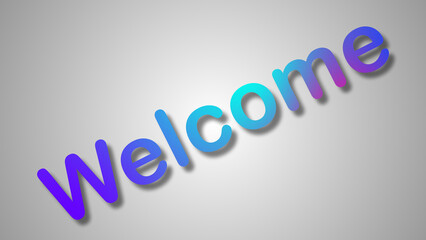 Welcome in multicolored abstract illustration text on a white color background.