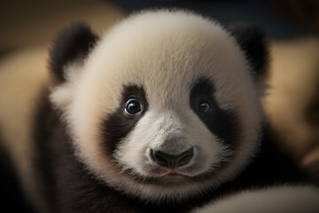 Fototapeta premium Closeup of a baby panda face