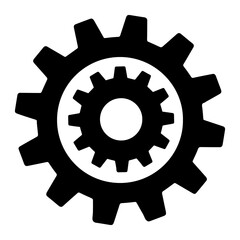 Gear in gear sign simple icon on background. Icon of work tools