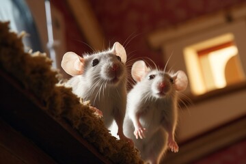 Mice are destroying the house. Rat pest. Generative AI