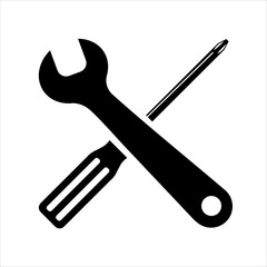 Simple spanners and crosshead screwdriver isolated. Icon for apps and websites