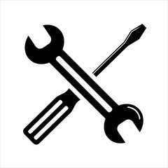 Simple spanners and crosshead screwdriver isolated. Icon for apps and websites