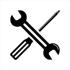 Simple spanners and crosshead screwdriver isolated. Icon for apps and websites