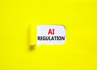 AI regulation symbol. Concept words AI artificial intelligence regulation on beautiful white paper....
