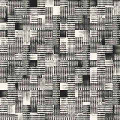 Monochrome Glitched Textured Checked Pattern