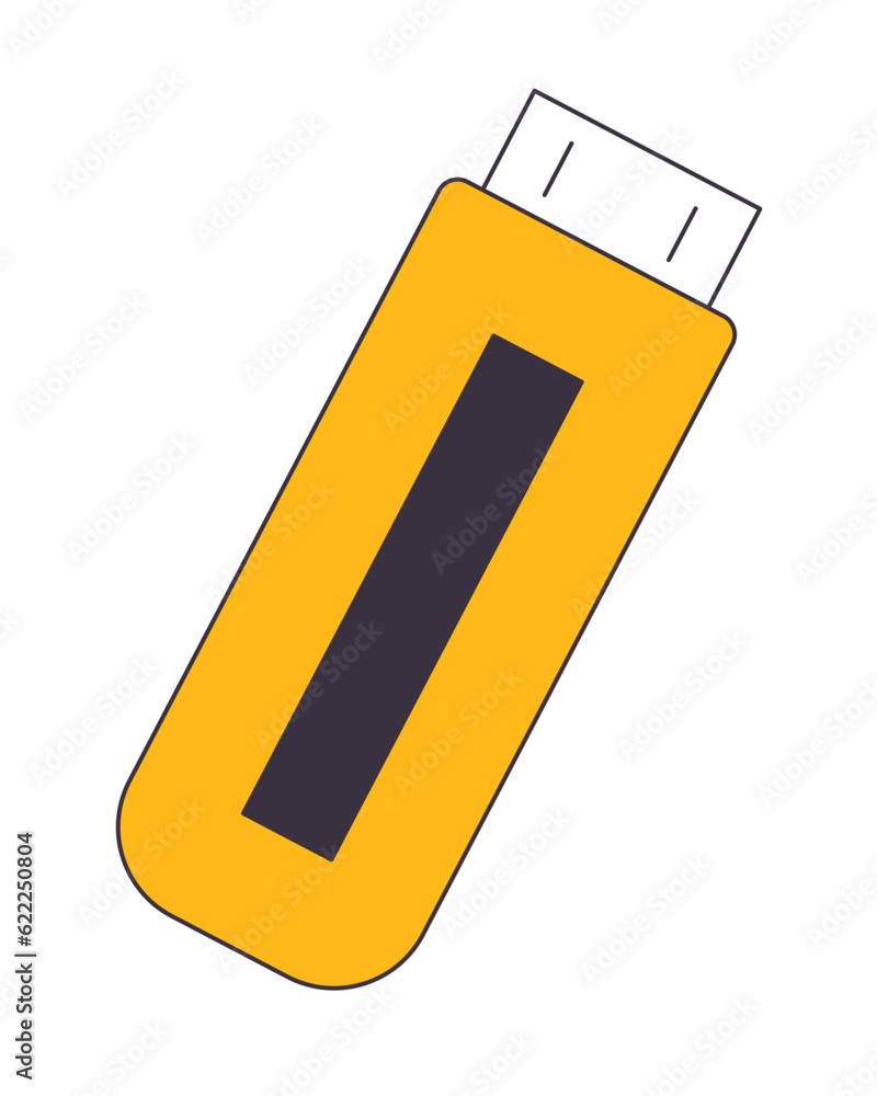 Poster flash memory stick flat line color isolated vector object. usb drive electronic device. editable cli