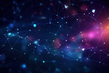 Technology abstract science background with connecting polygon lines design.