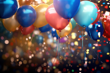 Balloons and happy new year concept party celebration background.