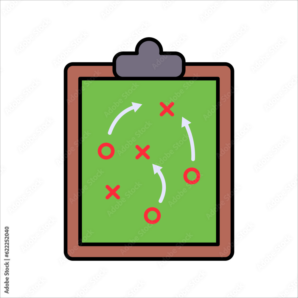 Wall mural soccer tactics icon, game success strategy in football, scheme play, vector illustration on white background	