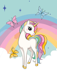 Textile and digital seamless pattern vector unicorn design 