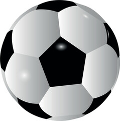 Soccer white and black ball on transparent background