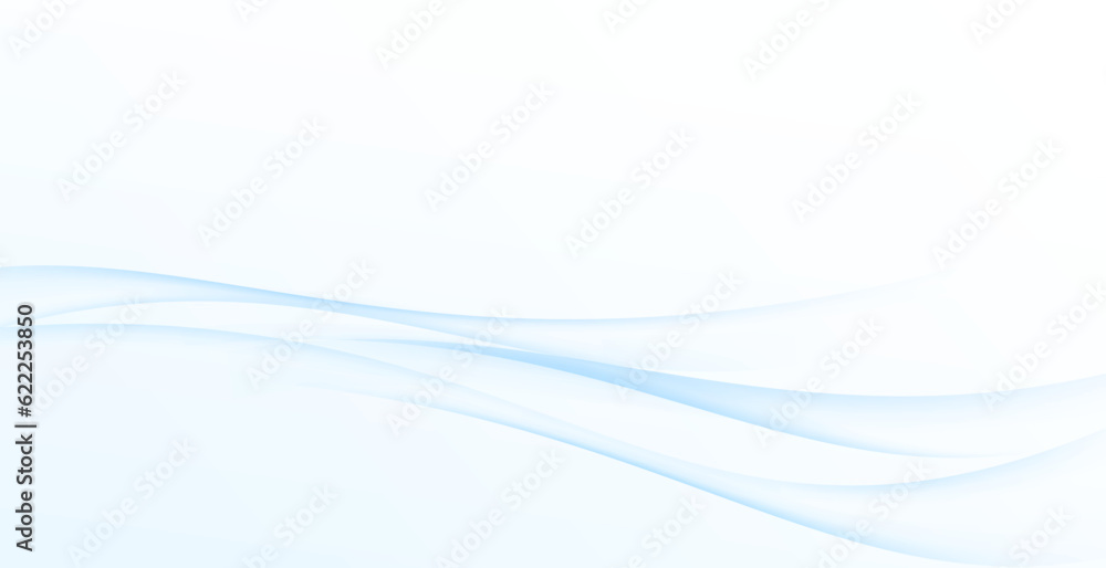 Wall mural soft smooth wavy swoosh smoke transparent lines over white background displaying fluid flow of air o