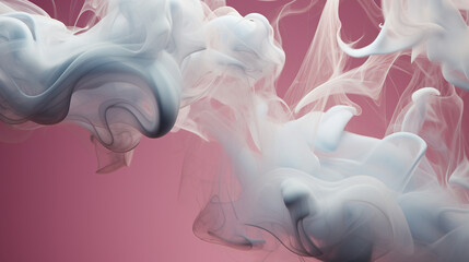 White smoke on pink background. Generative Ai