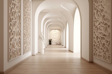 Fototapeta na wymiar Modern entrance hall ,Marble Corridors of modern house ,Modern Interior design created with AI