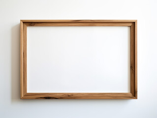 wooden picture frame hanging on a white wall