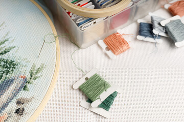 cross-stitch embroidery copy space