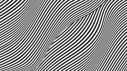 Optical illusion lines background. Abstract 3d black and white wave. Conceptual design of optical illusion vector.