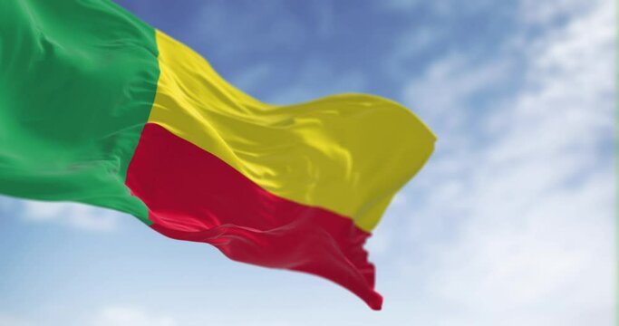 National flag of Benin waving in the wind on a clear day