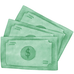 Money, watercolor money, money illustration, coins, dollar, bank