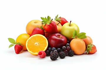 Group of Fruits Isolated on White Background. Generative ai