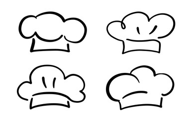 Chef Hat Line Art Drawing Icon Set. Cooking Logo