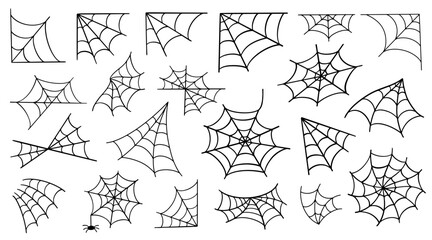Spider Web Halloween Trap. Vector Cobweb Icons Set