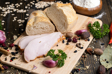 Smoked chicken breast with spices