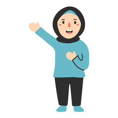 happy girl wearing hijab illustration