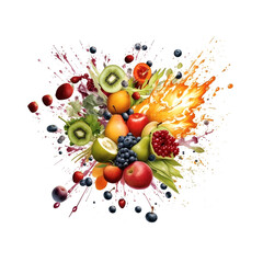 Colourful healthy multi-vitamin fruit juice splash illustration