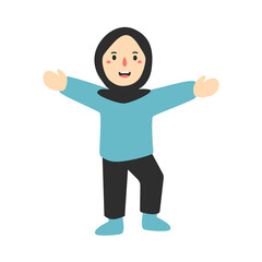 muslim kids wearing hijab illustration